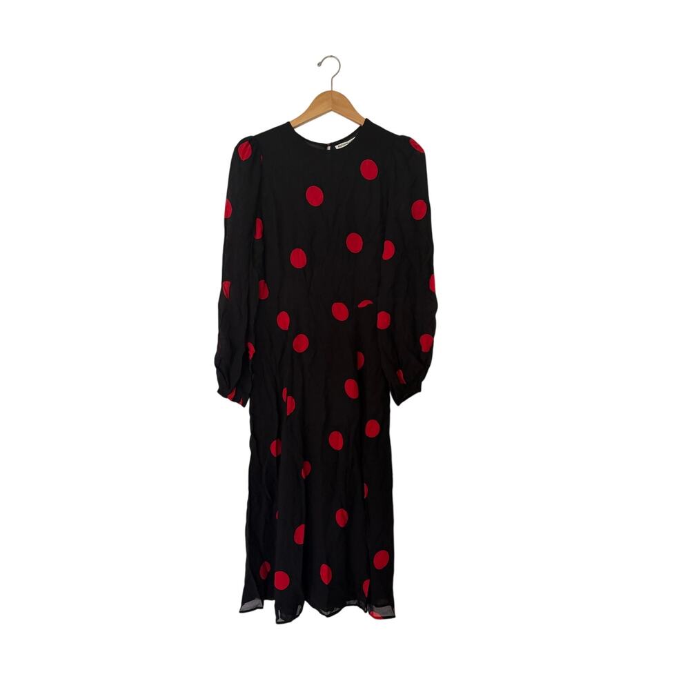NWT Reformation Luanne Polka Dot Crepe Midi Dress Size 8 - Picture 3 of 6